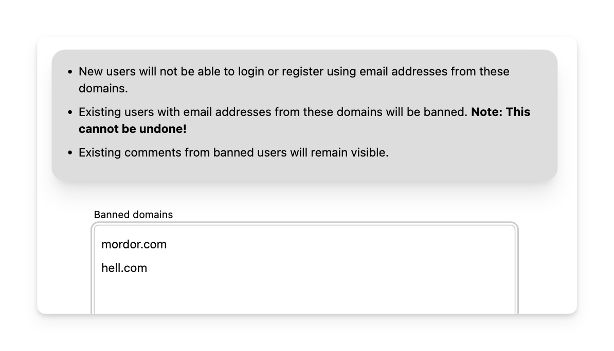 Banned domains