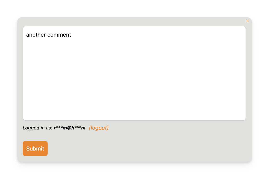 Logged in comment form